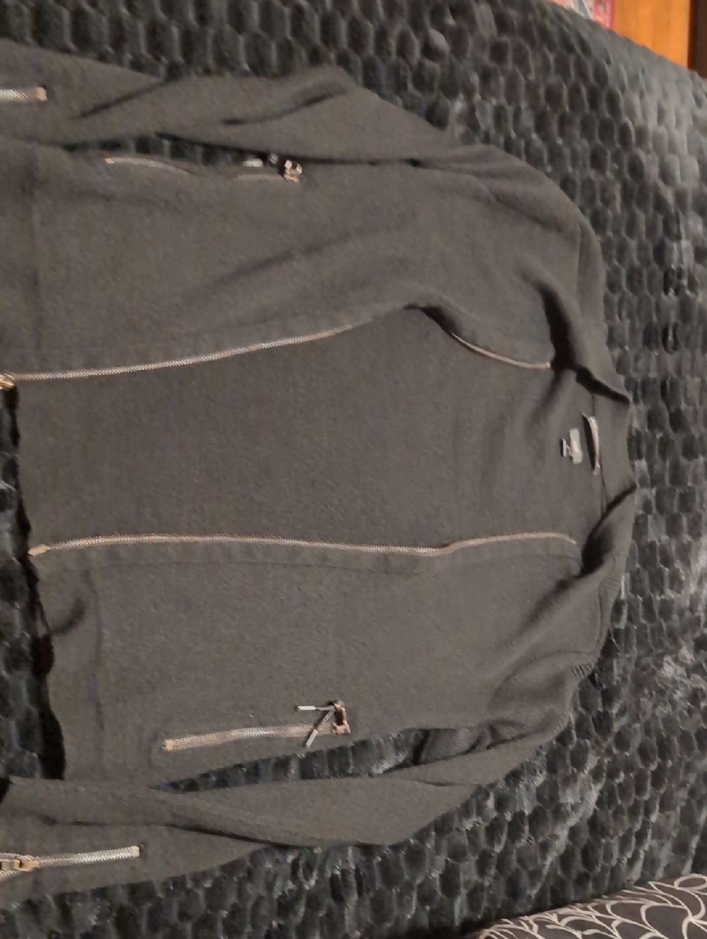 John Varvatos Charcoal Gray Zip Knit Jacket